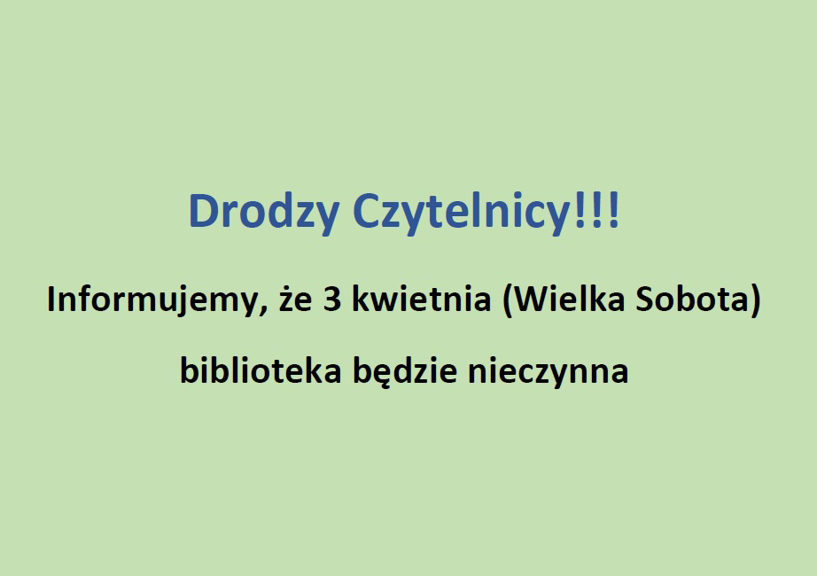 W sobotę biblioteka nieczynna