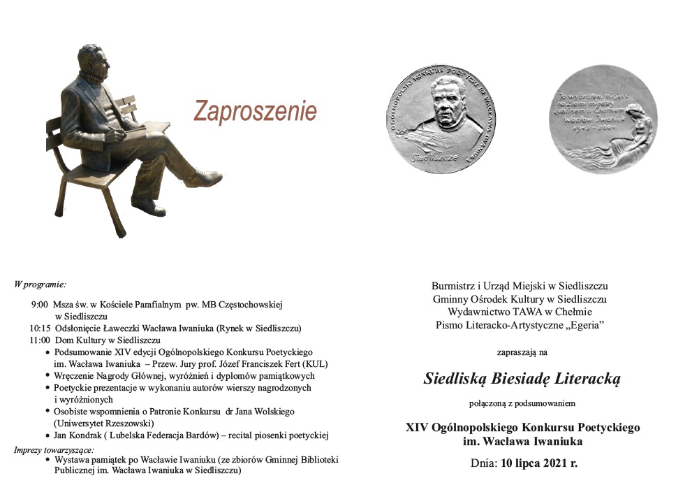 Zdjęcie przedstawia ławkę Wacław Iwaniuka oraz pamiątkowy medal