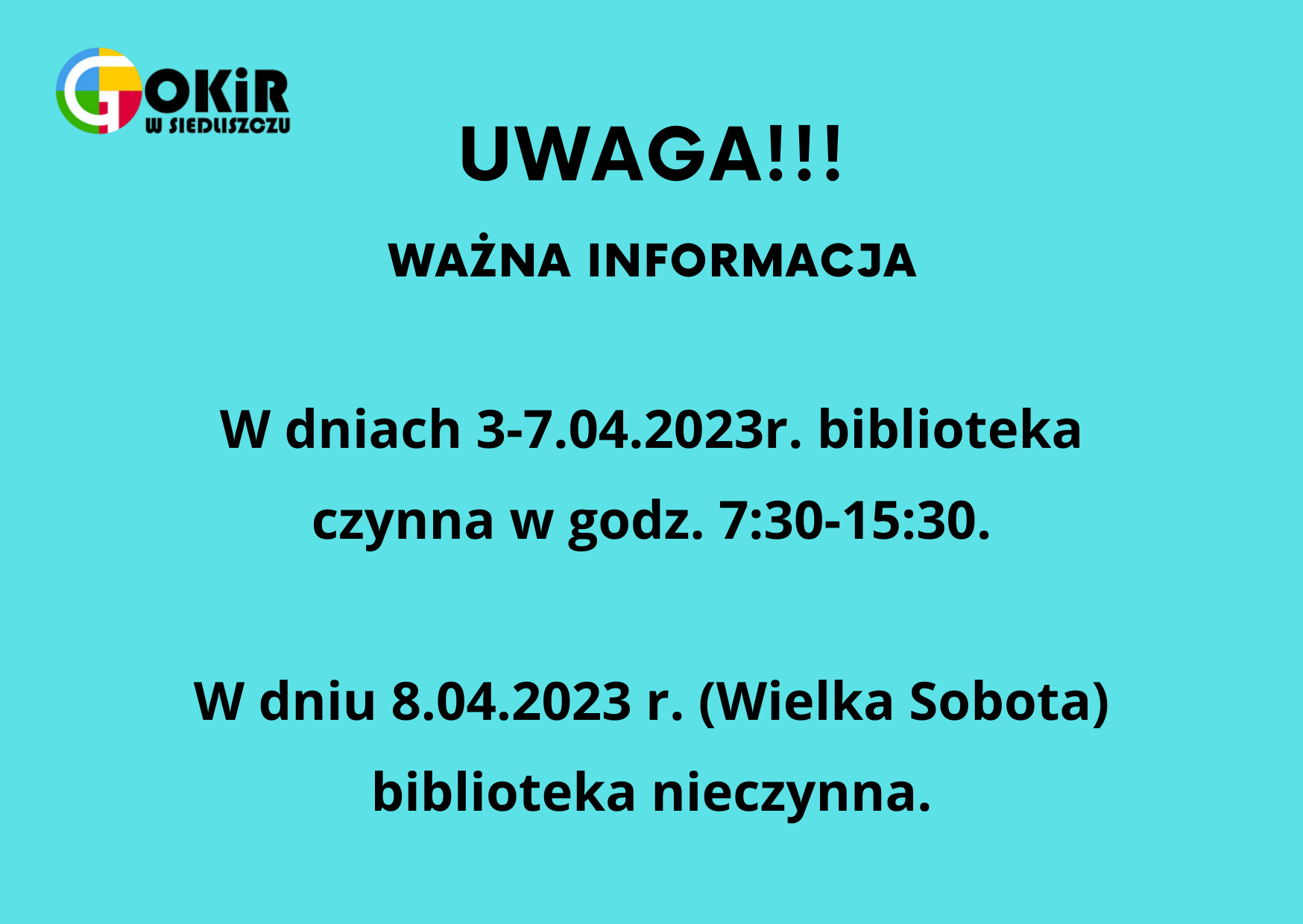 Zmiany w godzinach pracy biblioteki