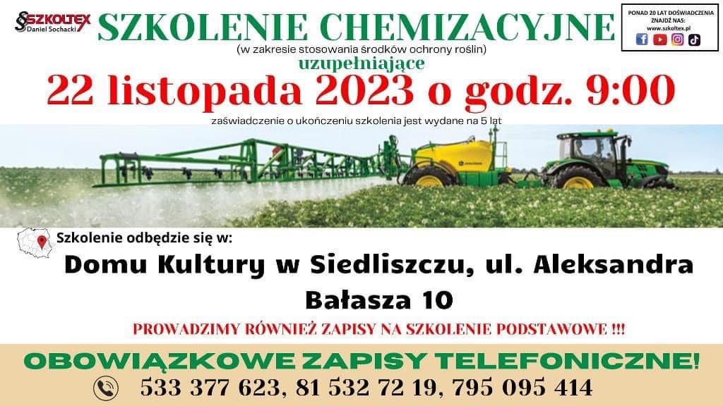 SZKOLENIE CHEMIZACYJNE DLA ROLNIKÓW