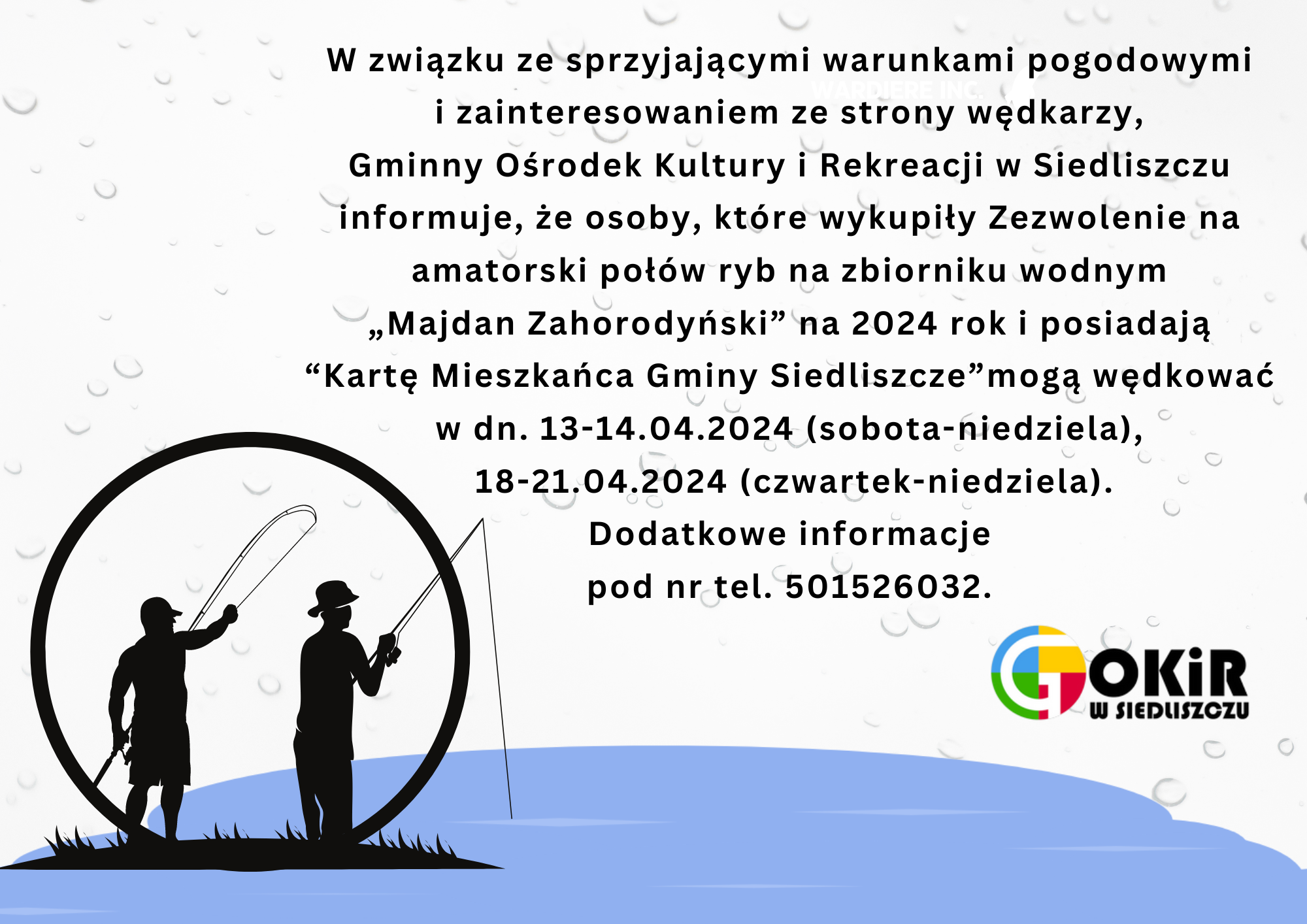 Połów ryb na zbiorniku w „Majdanie Zahorodyńskim” w dn. 13-14.04 oraz 18-21.04.2024