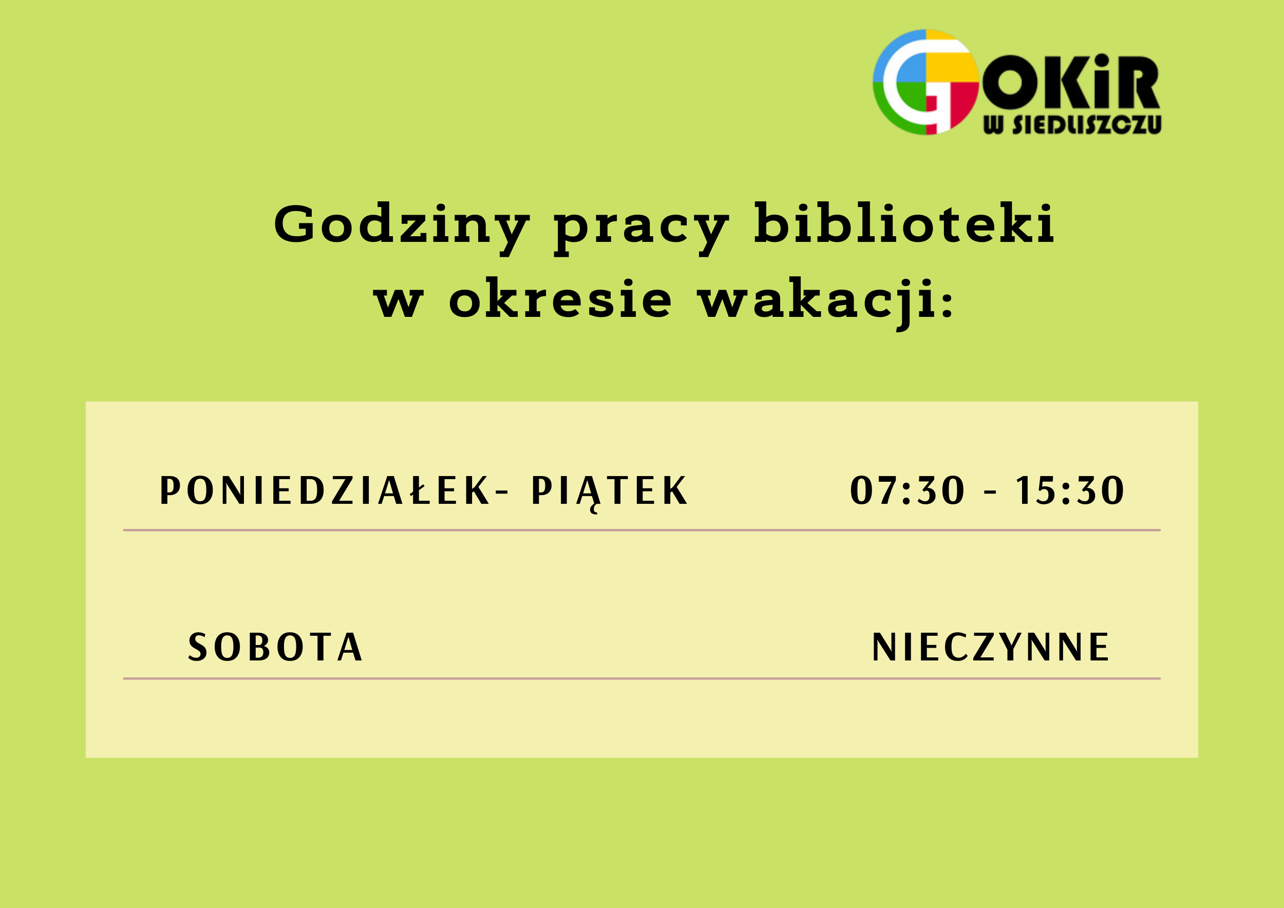 Zmiany w godzinach pracy biblioteki